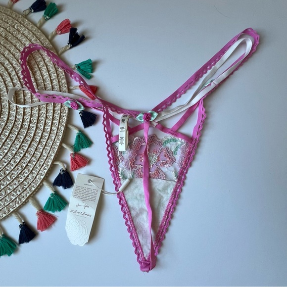 For Love & Lemons Festival Floral Thong Panty Multi-color Medium NEW - Picture 2 of 3
